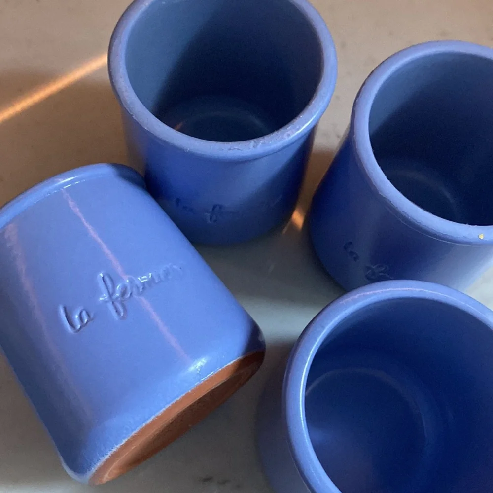 La Fermiere small French crock pots set of 4 lavender color, great for candles!